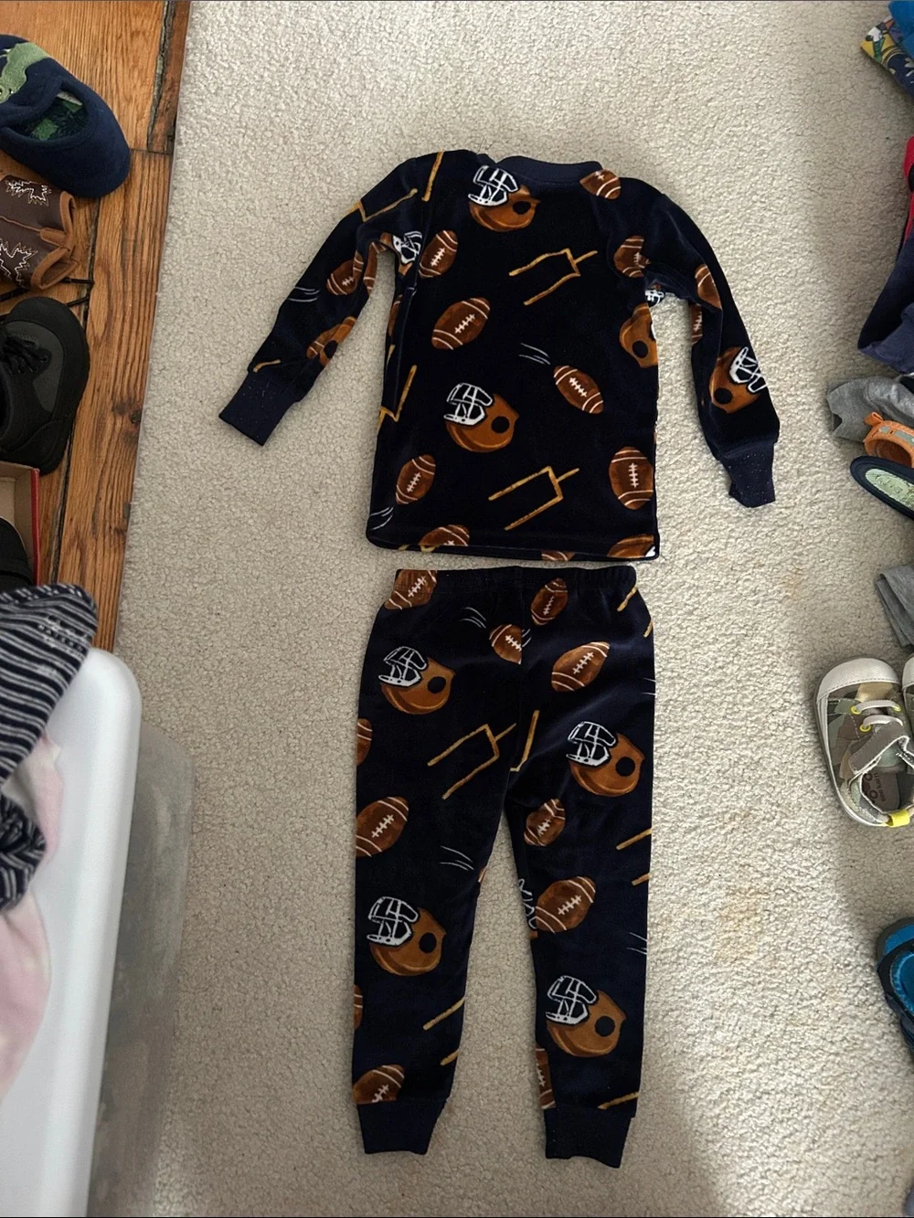 Carter's Navy Blue Football Print Pajama Set